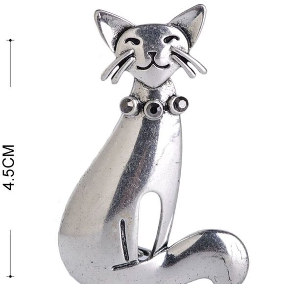🩶 NEW Blucome retro silver kitty cat brooch 🩶 - Picture 4 of 5